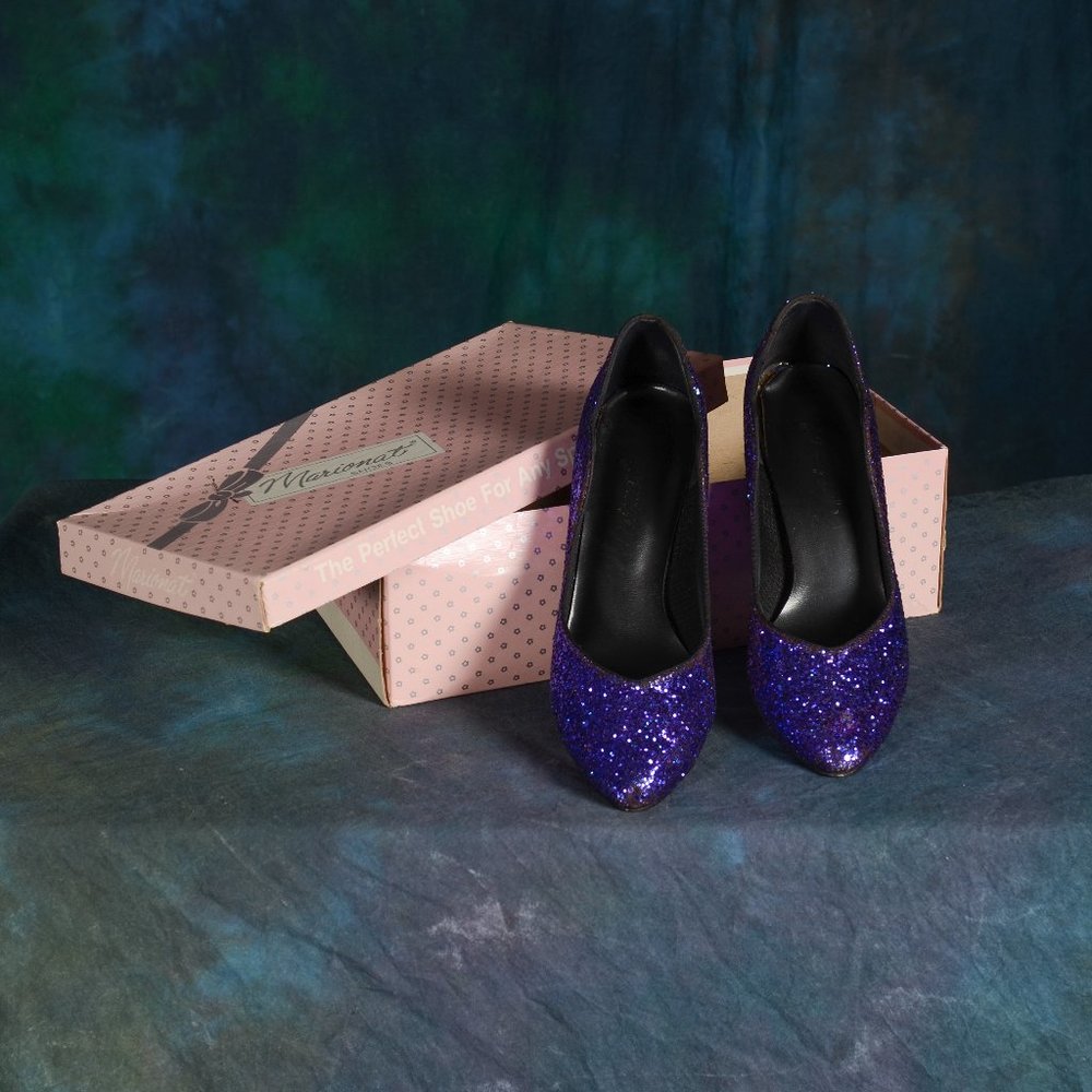 Vintage purple glitter heels